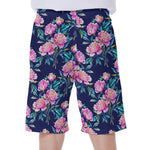 Pink Peony Floral Flower Pattern Print Men's Beach Shorts
