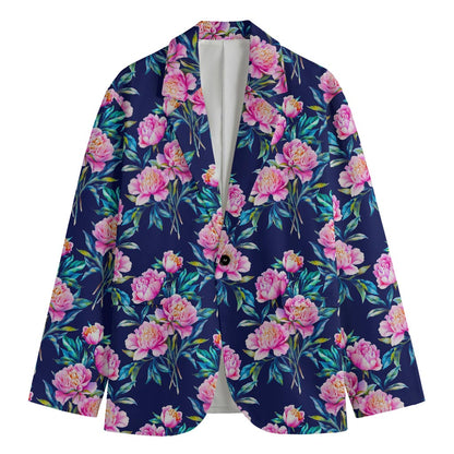 Pink Peony Floral Flower Pattern Print Men's Blazer