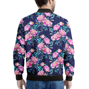 Pink Peony Floral Flower Pattern Print Men's Bomber Jacket