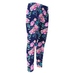 Pink Peony Floral Flower Pattern Print Men's Compression Pants