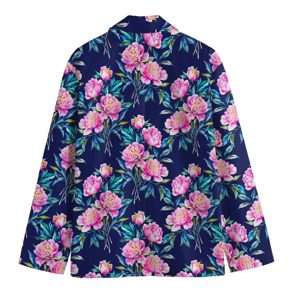 Pink Peony Floral Flower Pattern Print Men's Cotton Blazer
