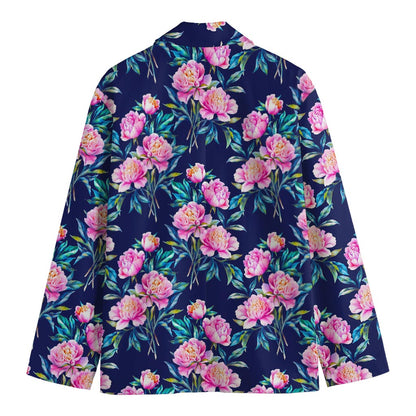 Pink Peony Floral Flower Pattern Print Men's Cotton Blazer