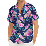 Pink Peony Floral Flower Pattern Print Men's Deep V-Neck Shirt