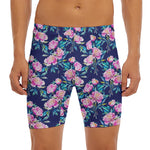 Pink Peony Floral Flower Pattern Print Men's Long Boxer Briefs