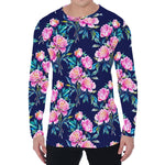 Pink Peony Floral Flower Pattern Print Men's Long Sleeve T-Shirt