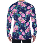 Pink Peony Floral Flower Pattern Print Men's Long Sleeve T-Shirt