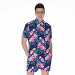 Pink Peony Floral Flower Pattern Print Men's Rompers