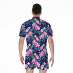 Pink Peony Floral Flower Pattern Print Men's Rompers