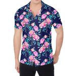 Pink Peony Floral Flower Pattern Print Men's Shirt