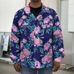Pink Peony Floral Flower Pattern Print Men's Shirt Jacket