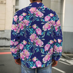 Pink Peony Floral Flower Pattern Print Men's Shirt Jacket