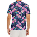 Pink Peony Floral Flower Pattern Print Men's Short Sleeve Rash Guard