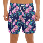 Pink Peony Floral Flower Pattern Print Men's Split Running Shorts