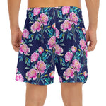 Pink Peony Floral Flower Pattern Print Men's Split Running Shorts