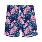 Pink Peony Floral Flower Pattern Print Men's Sports Shorts