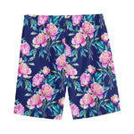Pink Peony Floral Flower Pattern Print Men's Sports Shorts
