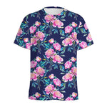 Pink Peony Floral Flower Pattern Print Men's Sports T-Shirt
