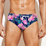 Pink Peony Floral Flower Pattern Print Men's Swim Briefs