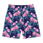 Pink Peony Floral Flower Pattern Print Men's Swim Trunks