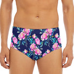 Pink Peony Floral Flower Pattern Print Men's Triangle Swim Briefs