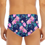 Pink Peony Floral Flower Pattern Print Men's Triangle Swim Briefs