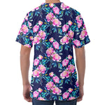 Pink Peony Floral Flower Pattern Print Men's Velvet T-Shirt