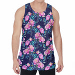 Pink Peony Floral Flower Pattern Print Men's Velvet Tank Top