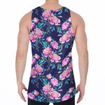 Pink Peony Floral Flower Pattern Print Men's Velvet Tank Top