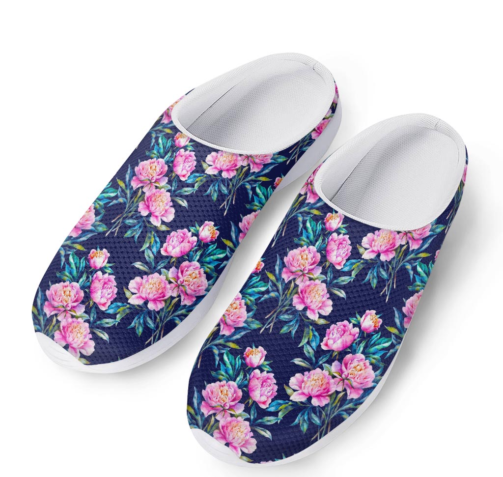 Pink Peony Floral Flower Pattern Print Mesh Casual Shoes