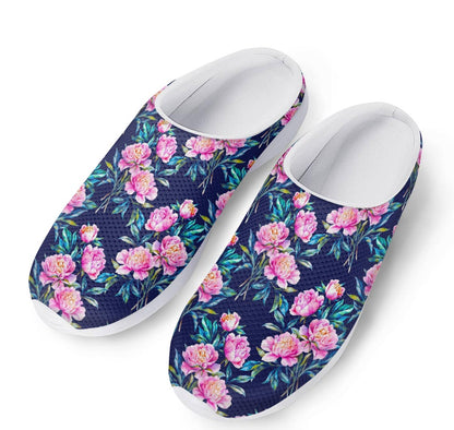 Pink Peony Floral Flower Pattern Print Mesh Casual Shoes