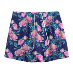 Pink Peony Floral Flower Pattern Print Mesh Shorts