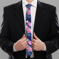 Pink Peony Floral Flower Pattern Print Necktie
