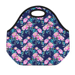 Pink Peony Floral Flower Pattern Print Neoprene Lunch Bag