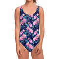 Pink Peony Floral Flower Pattern Print One Piece Swimsuit