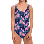 Pink Peony Floral Flower Pattern Print One Piece Swimsuit