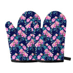 Pink Peony Floral Flower Pattern Print Oven Mitts