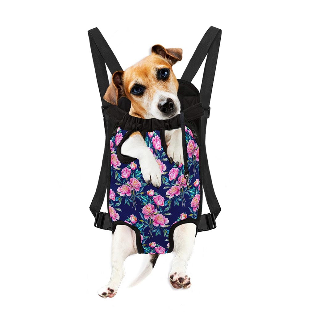 Pink Peony Floral Flower Pattern Print Pet Carrier Backpack