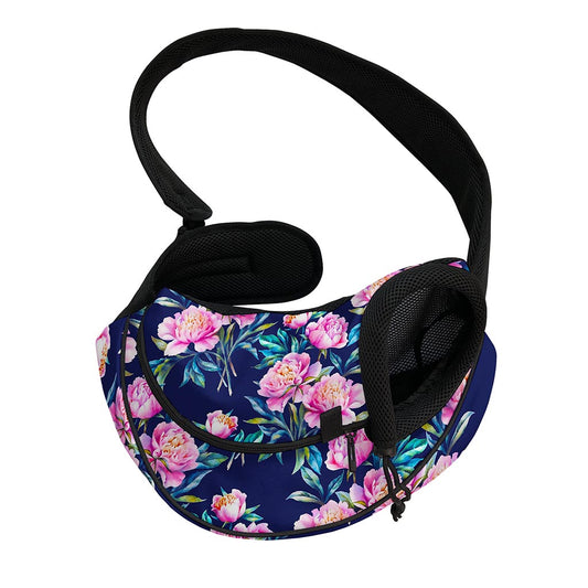 Pink Peony Floral Flower Pattern Print Pet Sling Carrier