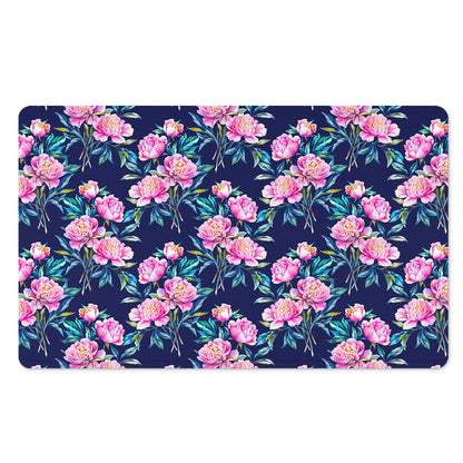 Pink Peony Floral Flower Pattern Print Polyester Doormat