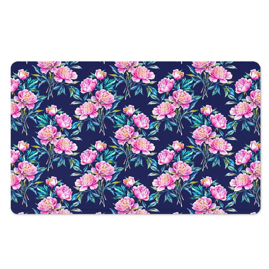 Pink Peony Floral Flower Pattern Print Polyester Doormat