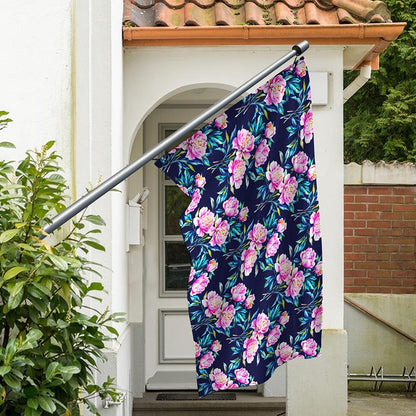 Pink Peony Floral Flower Pattern Print Polyester Flag