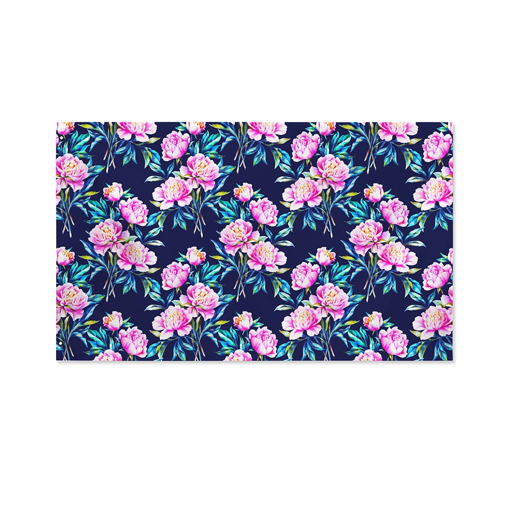 Pink Peony Floral Flower Pattern Print Polyester Flag