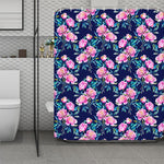 Pink Peony Floral Flower Pattern Print Polyester Shower Curtain