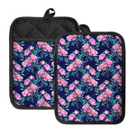 Pink Peony Floral Flower Pattern Print Pot Holders With Pocket