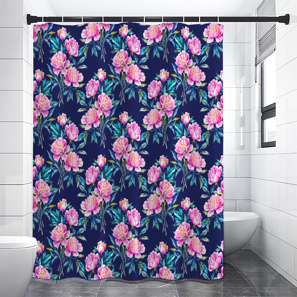 Pink Peony Floral Flower Pattern Print Premium Shower Curtain