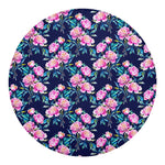 Pink Peony Floral Flower Pattern Print Round Blanket