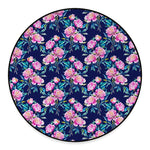 Pink Peony Floral Flower Pattern Print Round Floor Mat