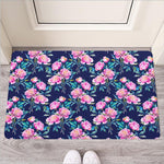Pink Peony Floral Flower Pattern Print Rubber Doormat