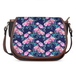 Pink Peony Floral Flower Pattern Print Saddle Bag