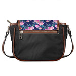 Pink Peony Floral Flower Pattern Print Saddle Bag